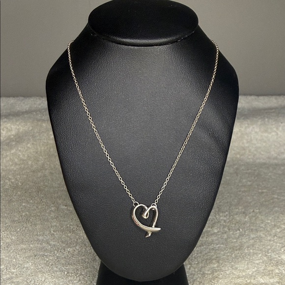 Tiffany & Co Paloma Picasso Red Enamel Love Heart Necklace Sterling Silver